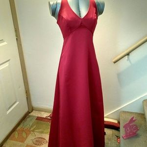David's Bridal two-piece red gown